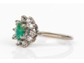 14k White Gold Emerald And Diamond Halo Ring, App. 0.10 TCW Size 3.25