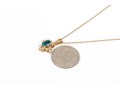 14k Yellow Gold Blue Topaz And Diamond Set Cluster Pendant With Gold Filled Chain, 0.12 TCW
