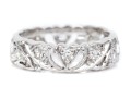 Platinum Vintage Heart Motif Diamond Set Eternity Band, App. 0.18 TCW, Size 5.5