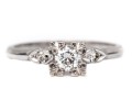 14k White Gold Vintage Diamond Three Stone Ring, App. 0.27 TCW, Size 8