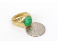 14k Yellow Gold Vintage Green Nephrite Jade Ring , Size 2.75