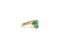 14k Yellow Gold Lovely Emerald And Diamond Cluster Ring, App. 0.06 TCW, Size 5