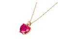10k Yellow Gold Synthetic Ruby Heart And Cz Pendant, On A Gold Filled Chain