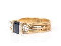 14k Yellow Gold Sapphire And Diamond Three Stone Ring, App. 0.42 TCW In Diamonds, Size 7