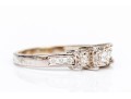 14k White Gold Princess Cut And Round Diamond Ring, App. 0.20 TCW, Size 6.75