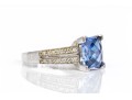 14k White Gold Synthetic Sapphire And Diamond Accent Ring, Size 7