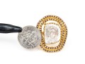 Sterling Silver Vermeil Fabulous Chunky Macle Cut Diamond Halo Ring , Size 8.25