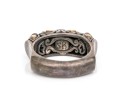 Sterling Silver And 18k Ornate Peridot Set Chunky Band Ring, Size 6.75