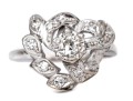 14k White Gold Vintage Diamond Cluster Ring, App. 0.41 TCW, Size 9.25