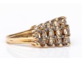 14k Yellow Gold Striking Three Row Diamond Dome Ring, App. 0.69 TCW, Size 5