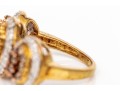 10k Yellow Gold Impactful Brown And White Diamond Cluster Dome Ring, App. 0.76 TCW, Size 6