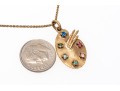 14k Yellow Gold Vintage Palette And Brush Pendant, With Chain