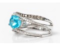 Levian 14k White Gold Blue Topaz And Diamond Ring, Diamonds App. 0.52 TCW, Size 7