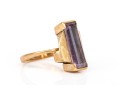 14k Yellow Gold Vintage Emerald Cut Synthetic Purple Spinel Ring, Size 3.75