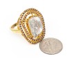 Sterling Silver Vermeil Fabulous Chunky Macle Cut Diamond Halo Ring , Size 8.25