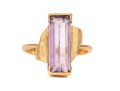14k Yellow Gold Vintage Emerald Cut Synthetic Purple Spinel Ring, Size 3.75