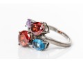 Sterling Silver Striking Colorful Cz Cluster Ring, Size 7.25