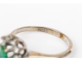 14k White Gold Emerald And Diamond Halo Ring, App. 0.10 TCW Size 3.25