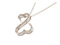 14k White Gold Fun Diamond Set Heart Swan Motif Pendant, App. 0.09 TCW, With Chain