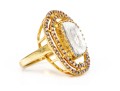 Sterling Silver Vermeil Fabulous Chunky Macle Cut Diamond Halo Ring , Size 8.25