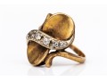 14k Yellow Gold Striking Vertical Profile Diamond Set Ring, App. 0.08 TCW, Size 2.75
