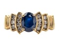 10k Yellow Gold Sapphire And Channel Diamond Set Ring, App. 0.14 TCW, Size 9