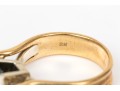 14k Yellow Gold Sapphire And Diamond Three Stone Ring, App. 0.42 TCW In Diamonds, Size 7