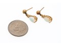 14k Yellow Gold Pretty Diamond Accented Pear White Opal Drop Pendant Earrings