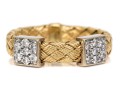 14k Yellow Gold Woven Pave Diamond Set Band Ring, App. 0.11 TCW, Size 4.5