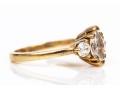 14k Yellow Gold Marquise And Round Diamond Three Stone Ring, App. 0.84 TCW, Size 6