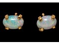 14k Yellow Gold Simple White Opal Stud Earrings
