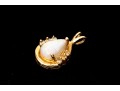 14k Yellow Gold Retro Style White Sapphire And White Opal Set Pendant