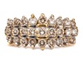 14k Yellow Gold Striking Three Row Diamond Dome Ring, App. 0.69 TCW, Size 5