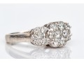 14k White Gold Beautiful Horizontal Diamond Cluster Ring, App. 0.74 TCW, Size 4.75