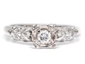 14k White Gold Vintage Diamond Ring, App. 0.12 TCW, Size 5.75