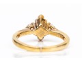 14k Yellow Gold Marquise And Round Diamond Three Stone Ring, App. 0.84 TCW, Size 6