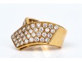 14k Yellow Gold Beautiful Pave Diamond Set Crossover Ring, App. 0.84 TCW, Size 3.75