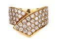 14k Yellow Gold Beautiful Pave Diamond Set Crossover Ring, App. 0.84 TCW, Size 3.75