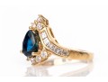 14k Yellow Gold Sapphire And Diamond Cluster Ring, App. 0.32 TCW In Diamonds, Size 2.75
