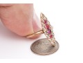 14k Yellow Gold Vintage Navette Profile Macle Cut Diamond And Ruby Ring , Size 2.75