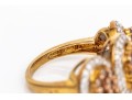10k Yellow Gold Impactful Brown And White Diamond Cluster Dome Ring, App. 0.76 TCW, Size 6