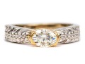 14k Gold Horizontal Cz Center Patterned Side Ring Size 7.25