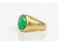 14k Yellow Gold Vintage Green Nephrite Jade Ring , Size 2.75