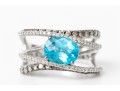 Levian 14k White Gold Blue Topaz And Diamond Ring, Diamonds App. 0.52 TCW, Size 7