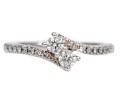 14k White Gold Lovely Diamond Set Bypass Ring, App. 0.42 TCW, Size 8.25