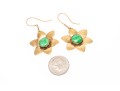 9k Yellow Gold Fun Nephrite Jade Set Chunky Flower Motif Earrings