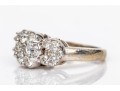 14k White Gold Beautiful Horizontal Diamond Cluster Ring, App. 0.74 TCW, Size 4.75