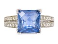 14k White Gold Synthetic Sapphire And Diamond Accent Ring, Size 7