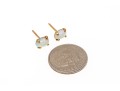 14k Yellow Gold Simple White Opal Stud Earrings