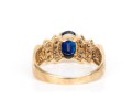 10k Yellow Gold Sapphire And Channel Diamond Set Ring, App. 0.14 TCW, Size 9